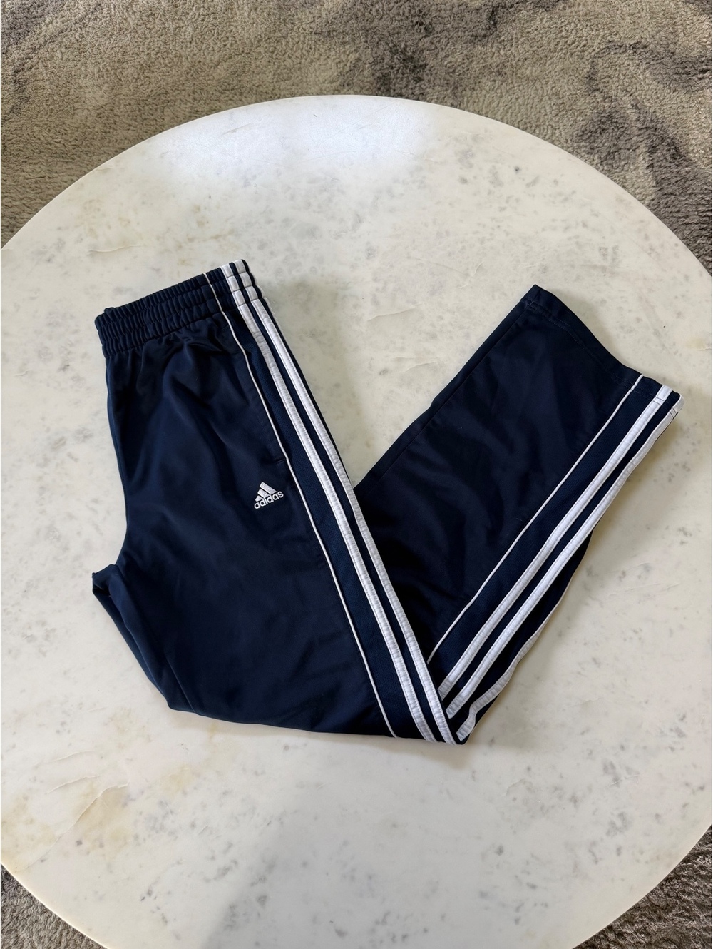 Navy Adidas Basketball Pants - Blue- YL